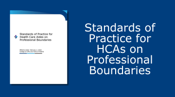 Standards of Practice for HCAs on Professional Boundaries